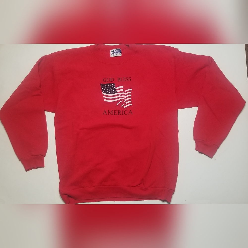 God Bless America Red Sweatshirt Large